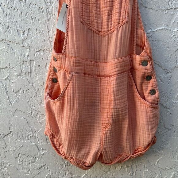 PILCRO Bib Shortalls Women 6 Gauze Peach Anthropologie - Picture 3 of 10